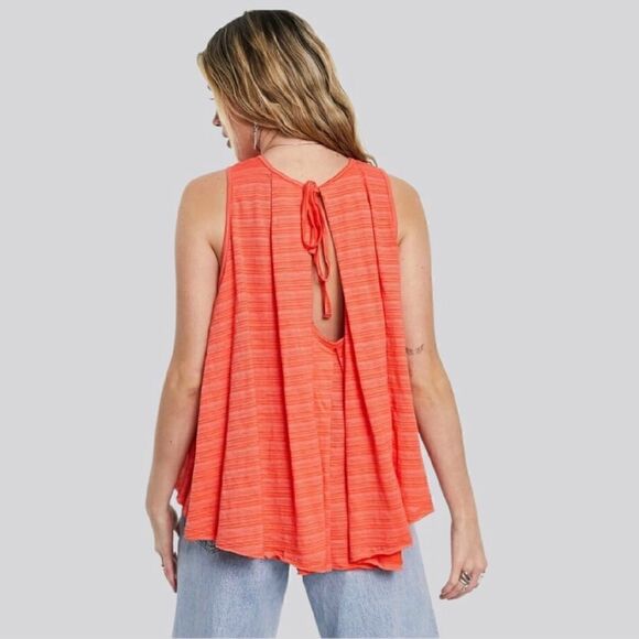 FREE PEOPLE Turn it up Stripes High Low Tank Top In Scarlet.Size S - Picture 3 of 15